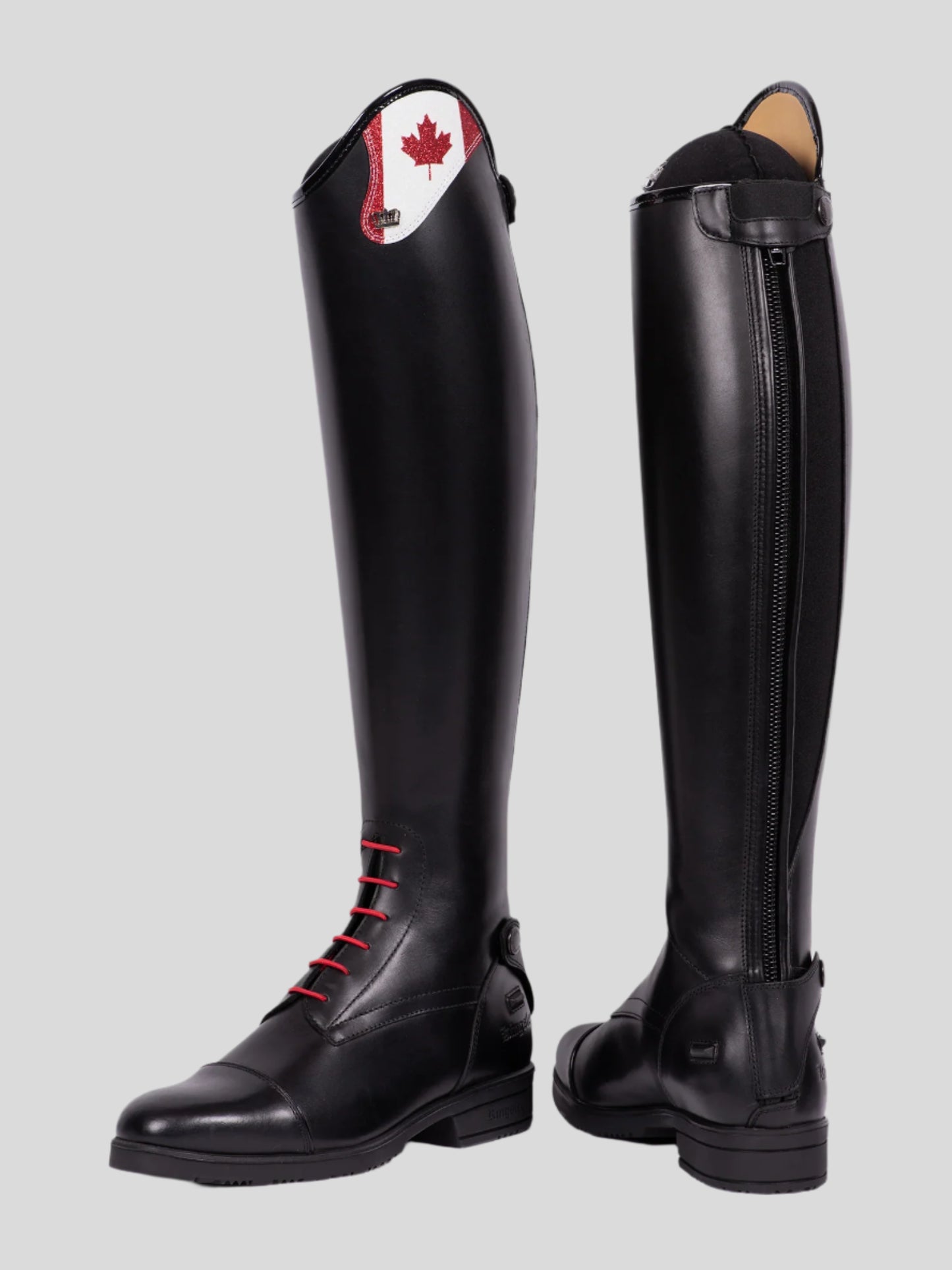 Kingsley Montreal Special Euro 39 A(49cm tall) XS(33.5cm calf) Black/Glitter Canada Flag Top - SALE!