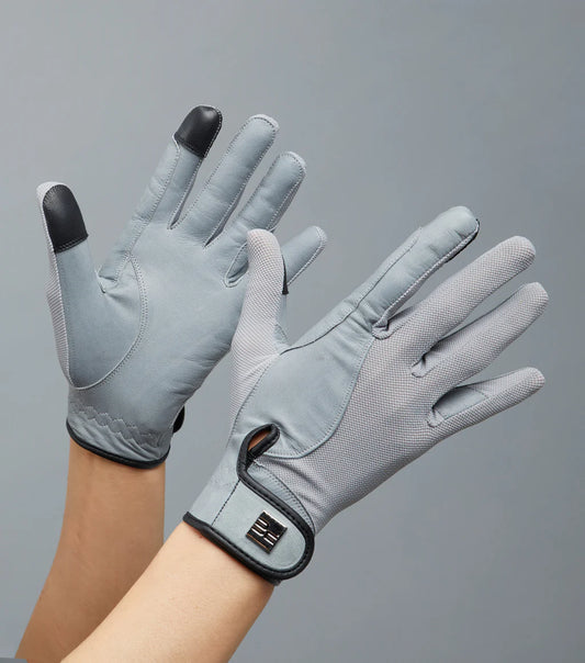 Premier Equine UK Bordoni Leather Mesh Riding Gloves Grey