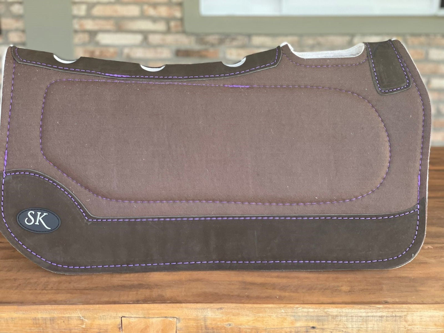 SK Equine Spinal Relief Western Pad Chocolate/Turquoise Stitching 30" (3/4" Thick)