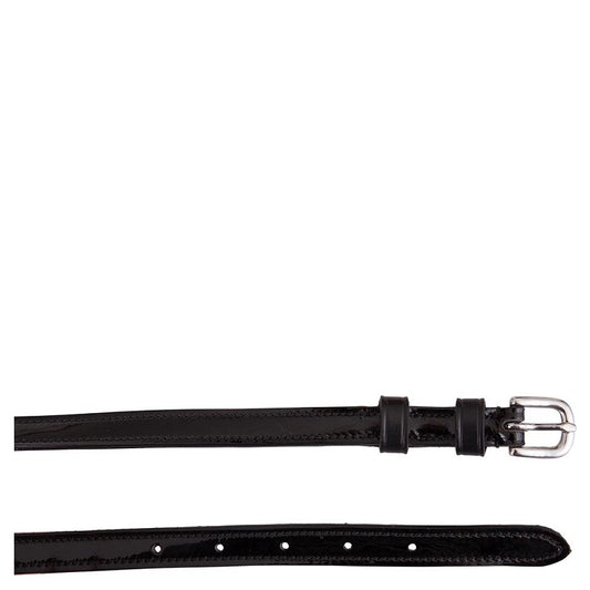 BR Patent Leather Spur Straps - Black/Silver
