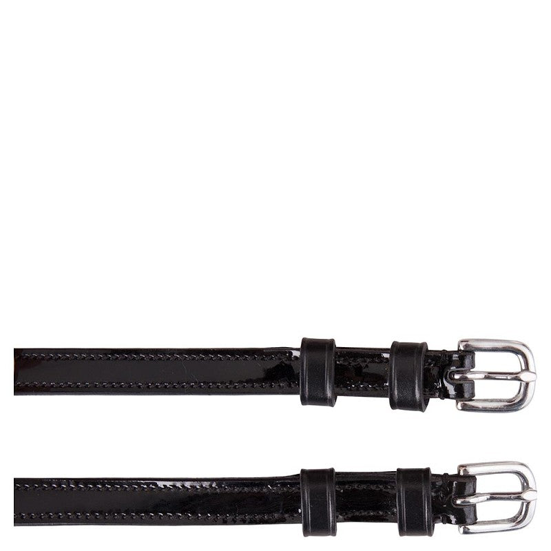 BR Patent Leather Spur Straps - Black/Silver