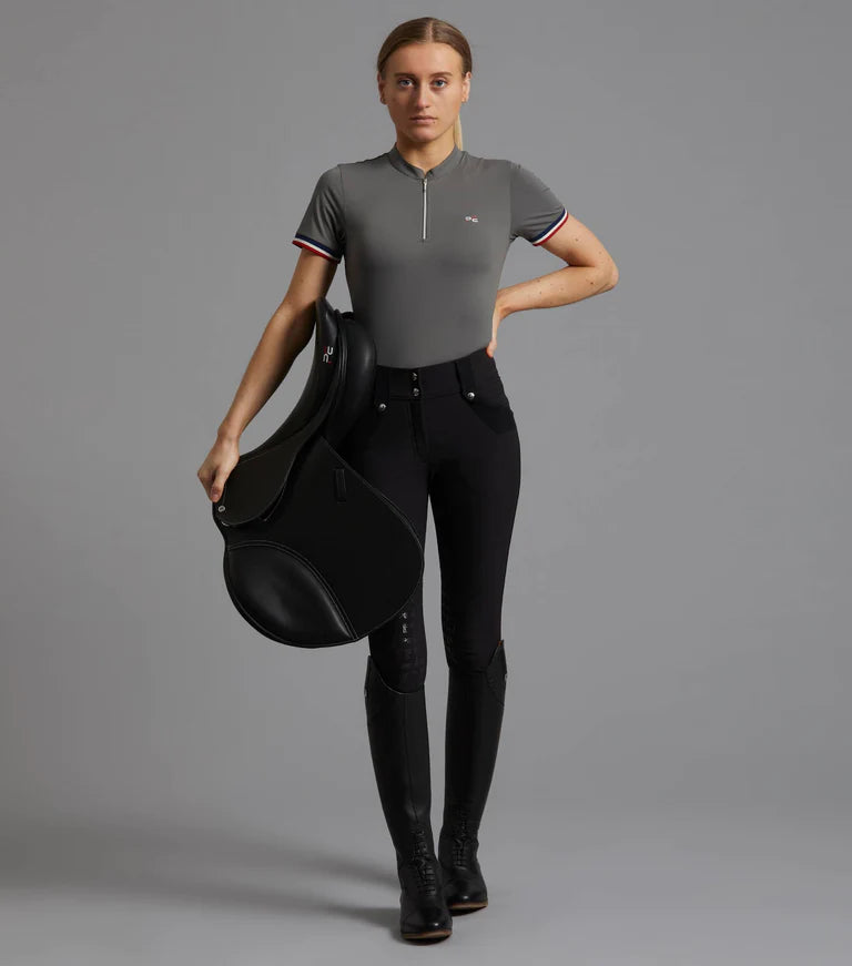 Premier Equine UK Allegra Ladies Short Sleeve Riding Top - Anthracite/UK14