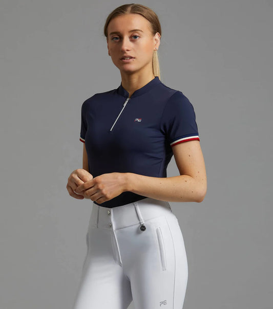 Premier Equine UK Allegra Ladies Short Sleeve Riding Top - Navy