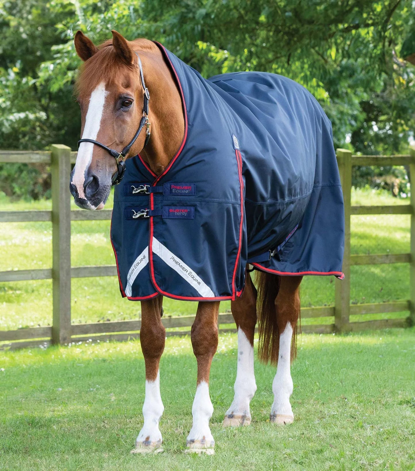 Premier Equine UK Buster Hardy 200g Half Neck Turnout Rug Navy