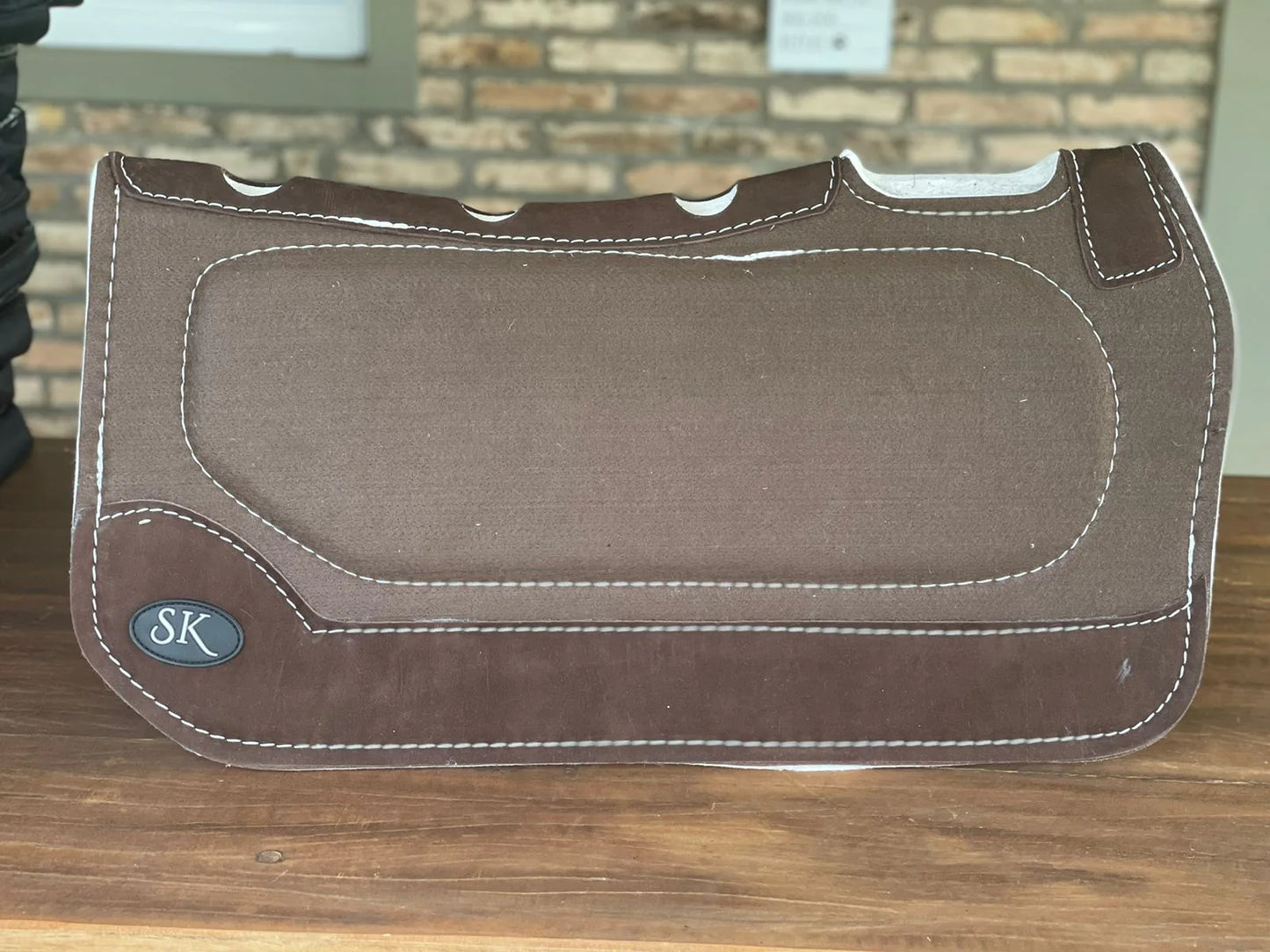 SK Equine Spinal Relief Western Pad Chocolate/Turquoise Stitching 30" (3/4" Thick)