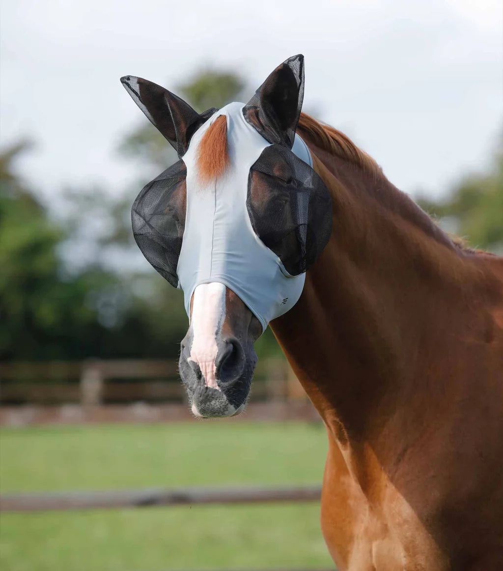 Premier Equine UK Comfort Tech Lycra Fly Mask Grey