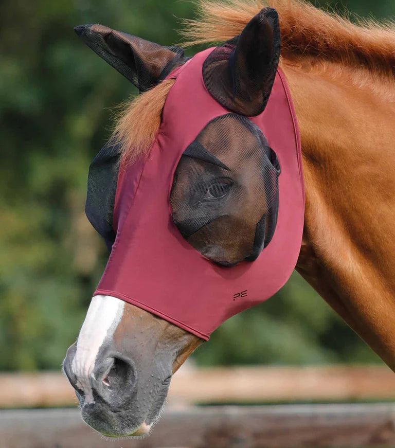 Premier Equine UK Comfort Tech Lycra Fly Mask Wine