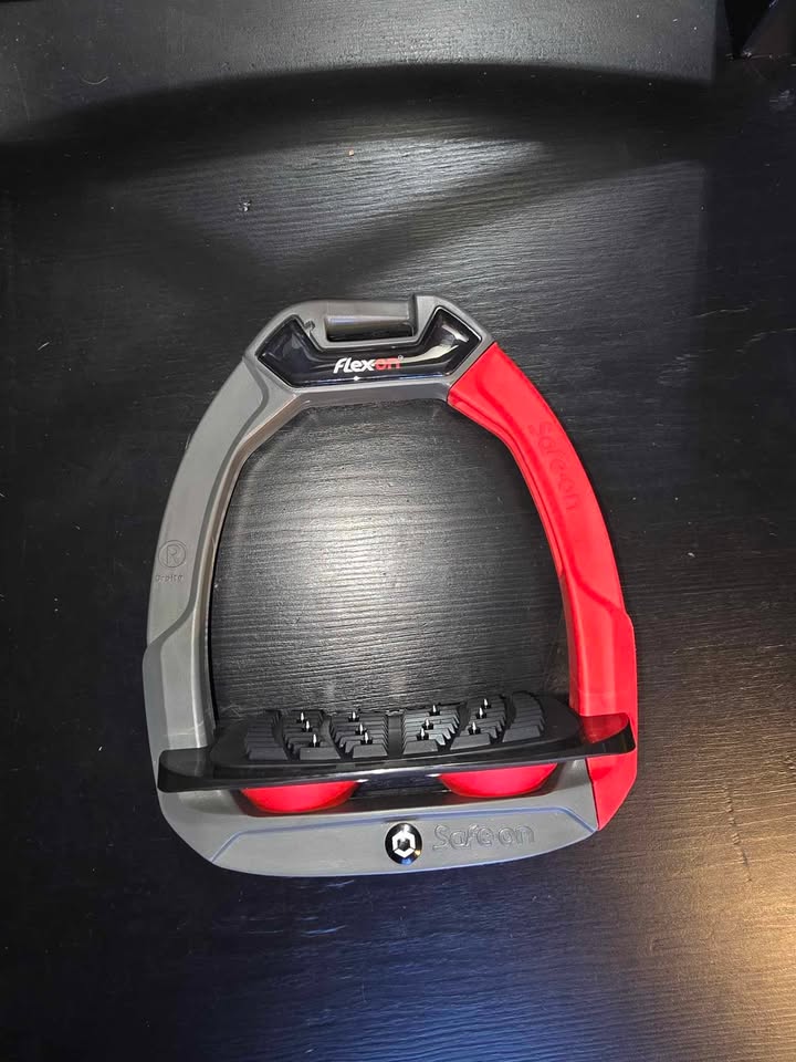 Flex-on Stirrups -Safe On - Dark Grey/Inclined Ultra Grip/Black/Red/Arm Red - Add Canada Flag Mag Stickers for a Canadian touch!
