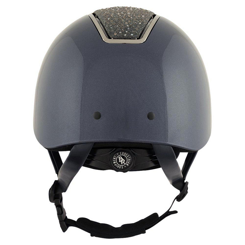NEW - BR Riding Helmet Omega Glamourous Glossy - Wide Brim - Navy/Gunmetal - Medium (55-57cm)