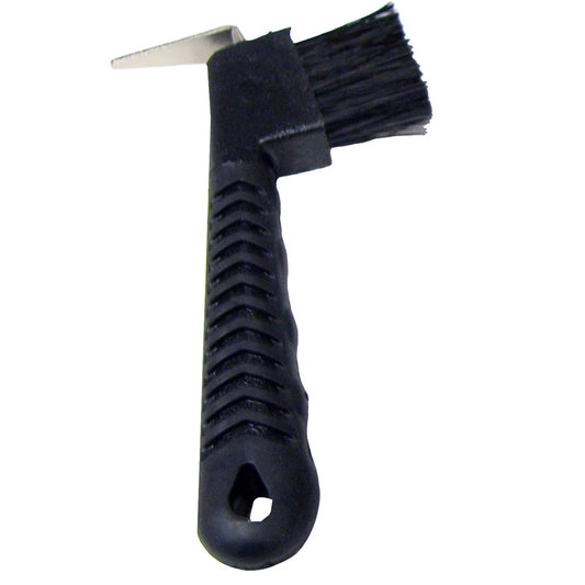 Hoof Pick with Brush with rubber grip handle Black