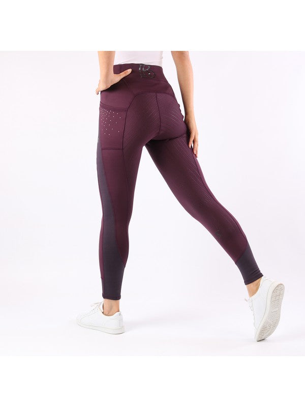 BR Ladies Pleun Full Seat Silicone Fleece Lined Winter Breeches - Plum - Euro 34/US 24 - limited edition