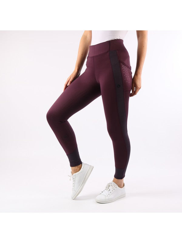 BR Ladies Pleun Full Seat Silicone Fleece Lined Winter Breeches - Plum - Euro 34/US 24 - limited edition