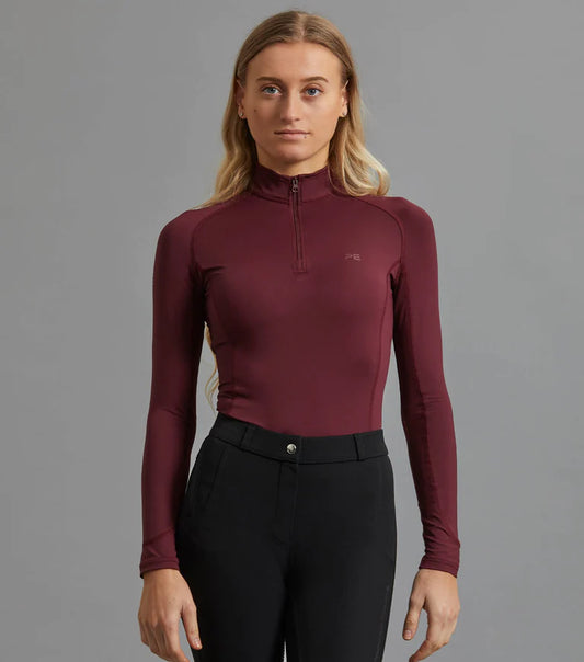 Premier Equine UK Ombretta Ladies Technical Riding Top - Wine/UK 14