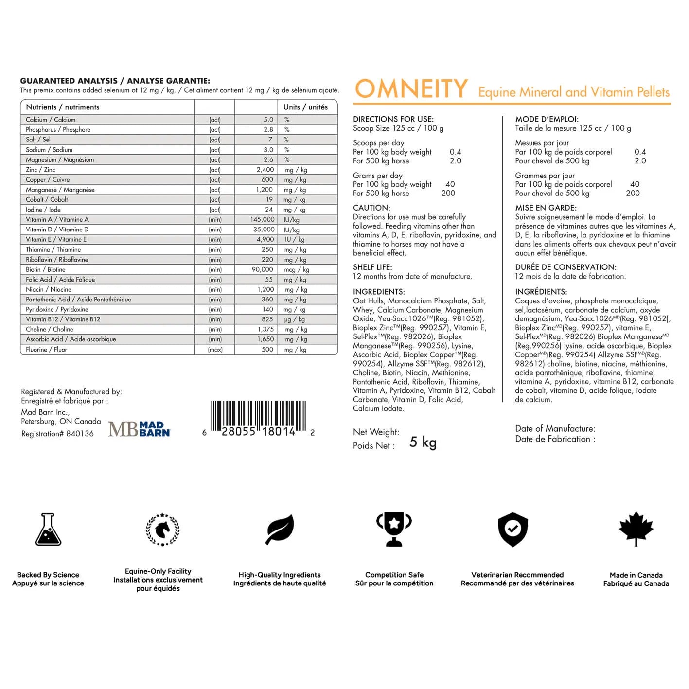 Mad Barn Omneity® P – Pellets - 5kg (25 servings)