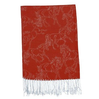 Horse Print Pashmina - Red - CLEARANCE!! Reg $59.95