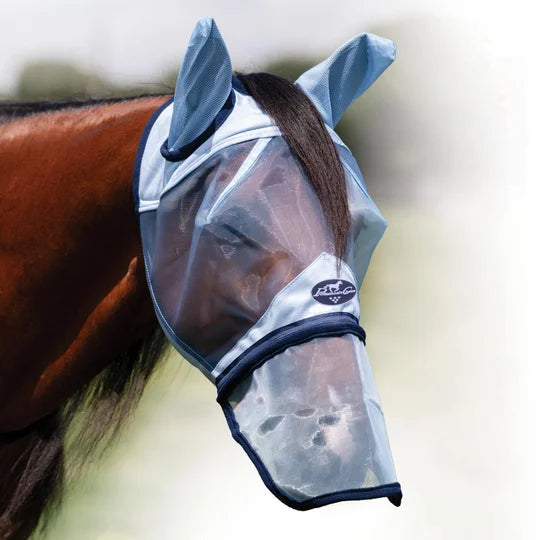 Professional's Choice FlyScreen Fly Mask w/Ears & Nose - Cob & Horse - Sky/Blue
