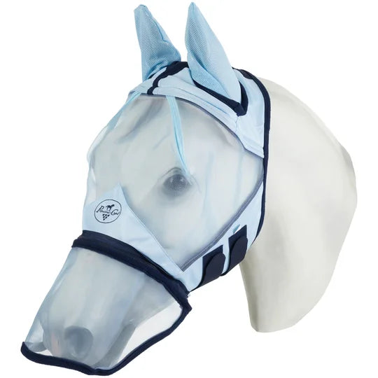 Professional's Choice FlyScreen Fly Mask w/Ears & Nose - Cob & Horse - Sky/Blue