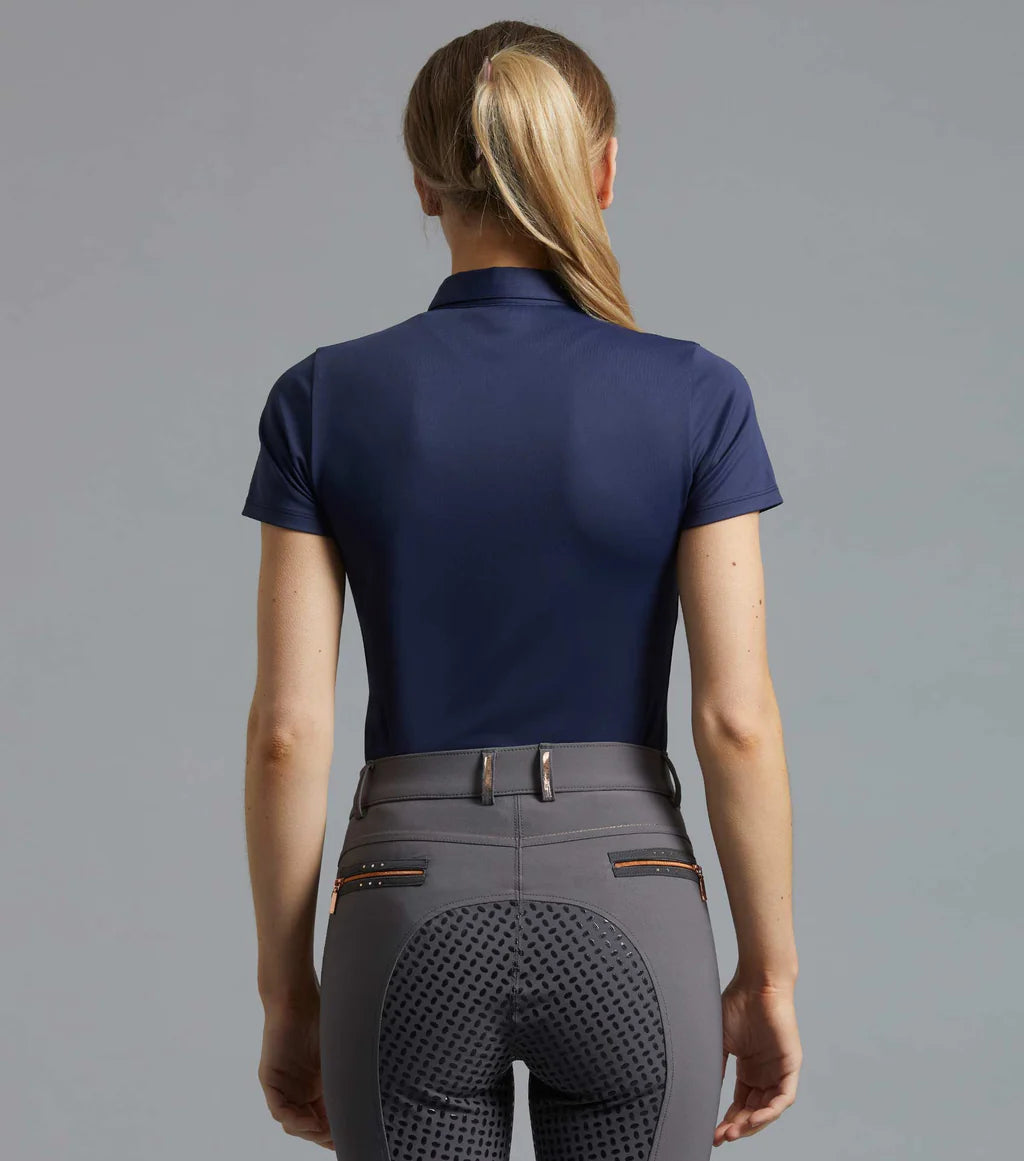 Premier Equine UK Scintillo Ladies Short Sleeve Riding Top - Navy