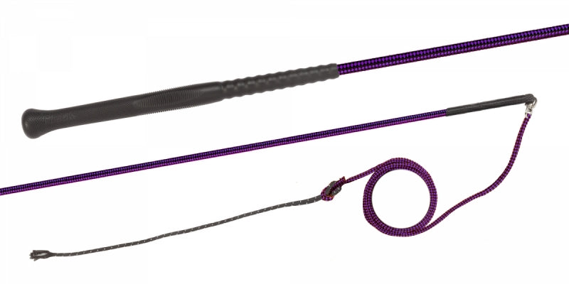 Fleck Nylon Weave Lunge Whip with Ergo Grip and Nylon Lash with Swivel - Purple 200cm