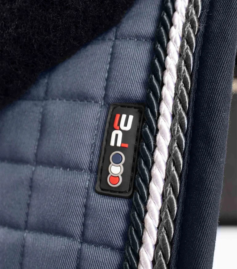 Premier Equine UK - Close Contact Merino Wool European Saddle Pad - Dressage Square Grey/Black Wool - Full
