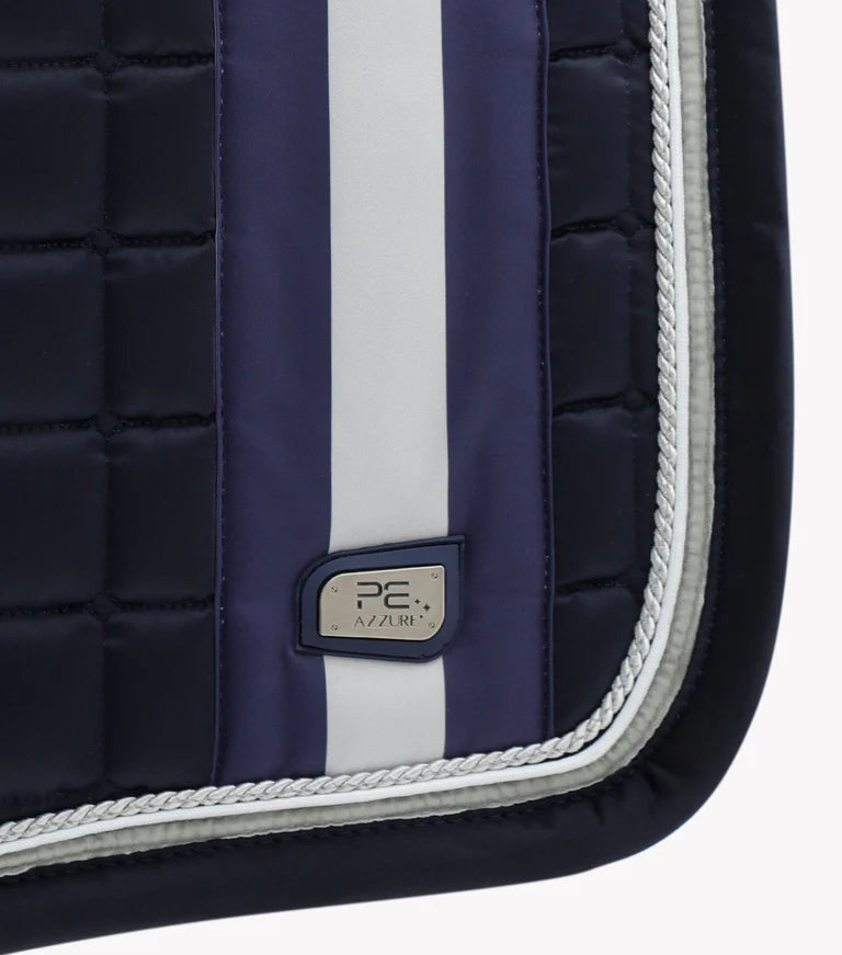 Premier Equine UK Saddle Pad Azzure Anti-Slip Satin Dressage Square Navy/Full
