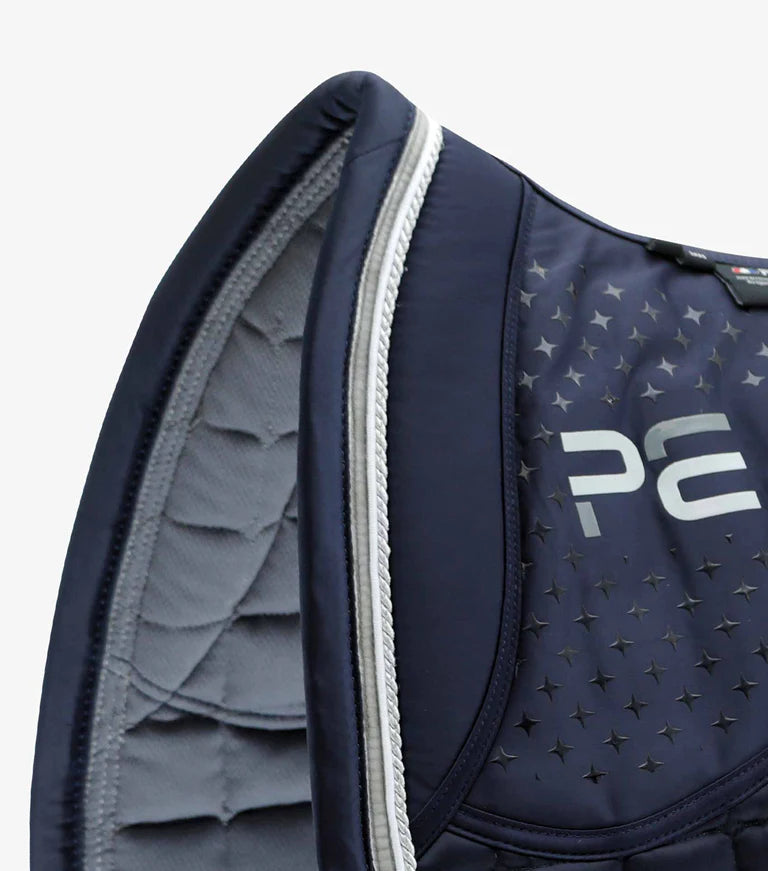 Premier Equine UK Saddle Pad Azzure Anti-Slip Satin Dressage Square Navy/Full