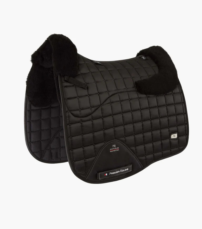 Premier Equine UK Atlantis Close Contact Satin Wool Dressage Square Black/Black Wool/Full