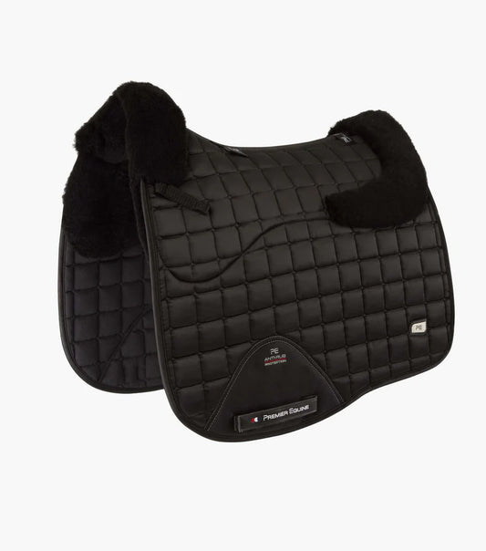 Premier Equine UK Atlantis Close Contact Satin Wool Dressage Square Black/Black Wool/Full