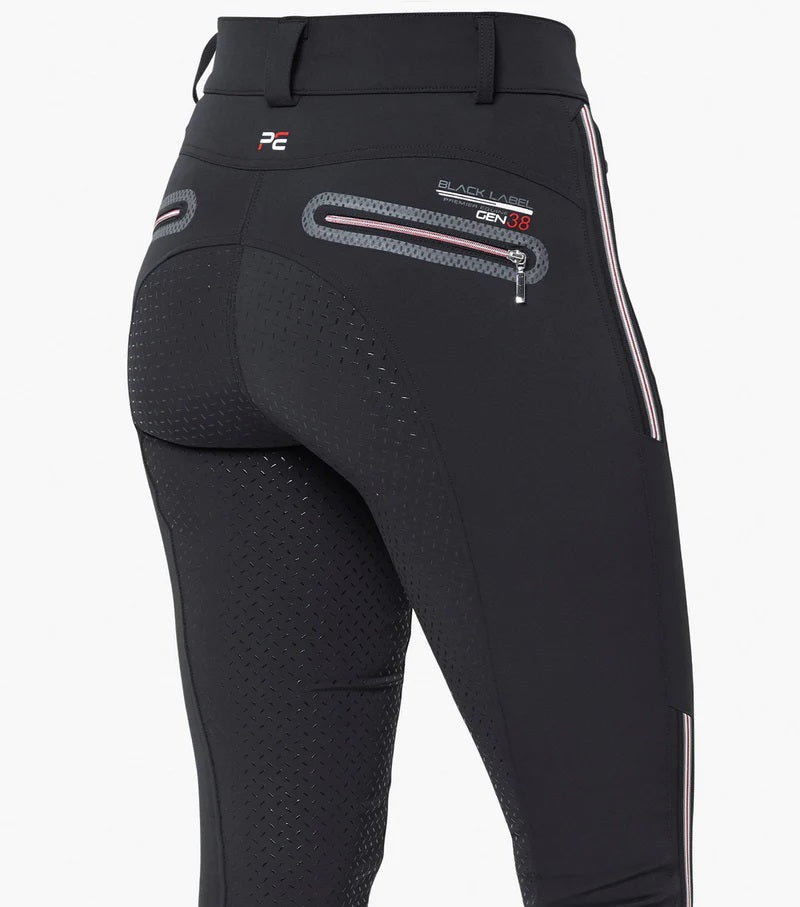 Premier Equine UK Ralla Ladies High Waist Full Seat Gel Breeches Black