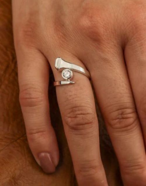 Designs by Loriece - Horseshoe Nail Ring with Cubic Zirconium - Size 8