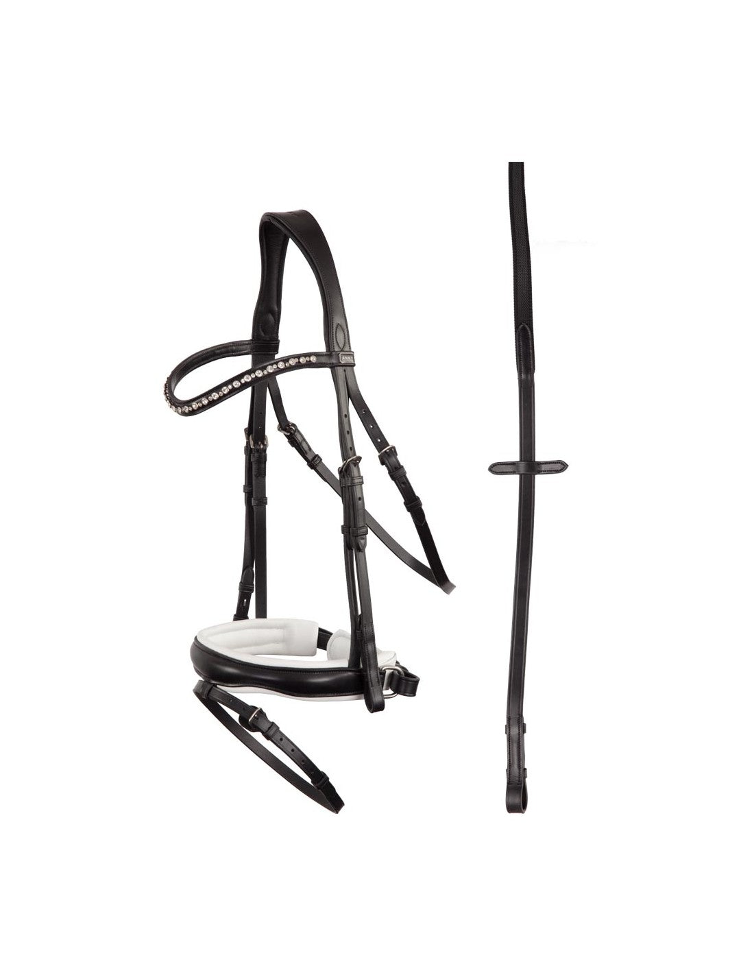 BR Clearance - ANKY® Anatomical Bridle with Reins - Black/White Size Full Reg $379.00