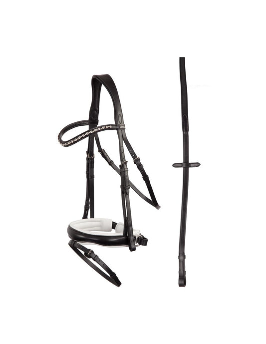 BR Clearance - ANKY® Anatomical Bridle with Reins - Black/White Size Full Reg $379.00