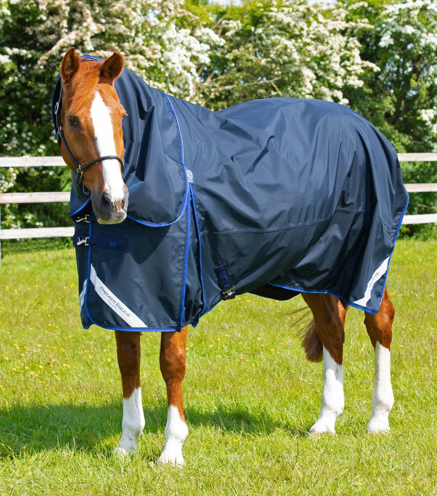 Premier Equine UK Buster 40g Turnout Rug with Classic Neck Cover Navy