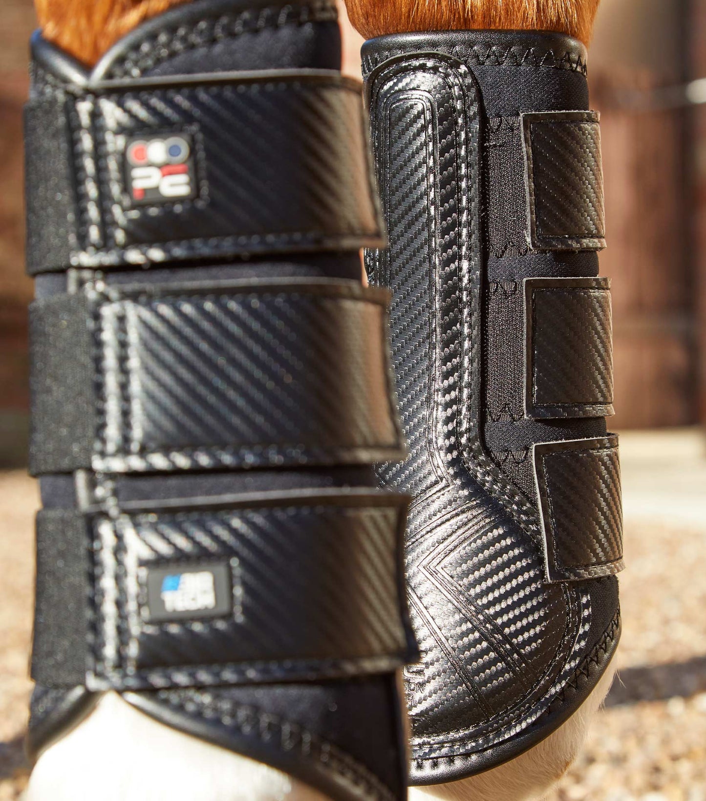 Premier Equine UK Carbon Air-Tech Single Lock Brushing Boots Black