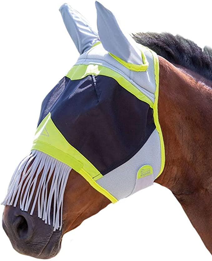 Shires Air Motion Fly Mask with Ears & Nose Fringe - Lime - Clearance! (Full & Cob)