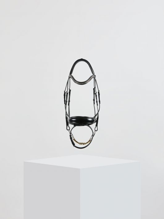 Kingsley Snaffle Bridle Black Clear Stones Full