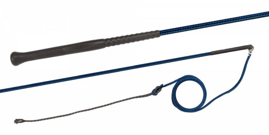 Fleck Nylon Weave Lunge Whip with Ergo Grip and Nylon Lash with Swivel - Royal Blue 200cm