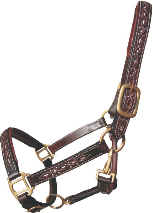 Bromont Leather Halter with Carved Underlay - Cob