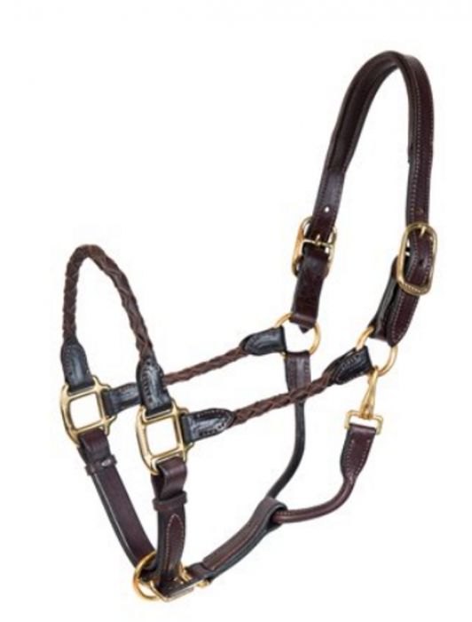 Bromont Braided Leather Halter - Brown - Full