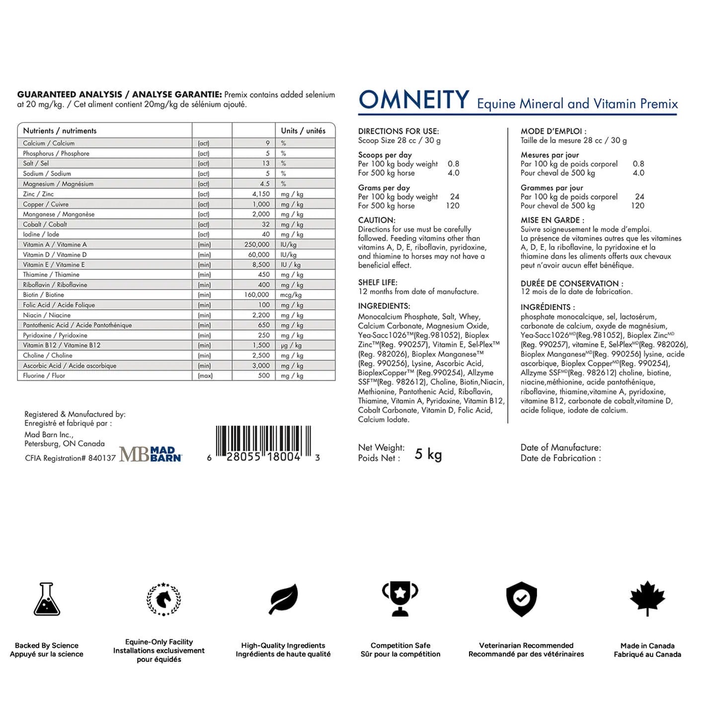 Mad Barn Omneity® – Premix (Powder Format) - 5kg (41 servings)