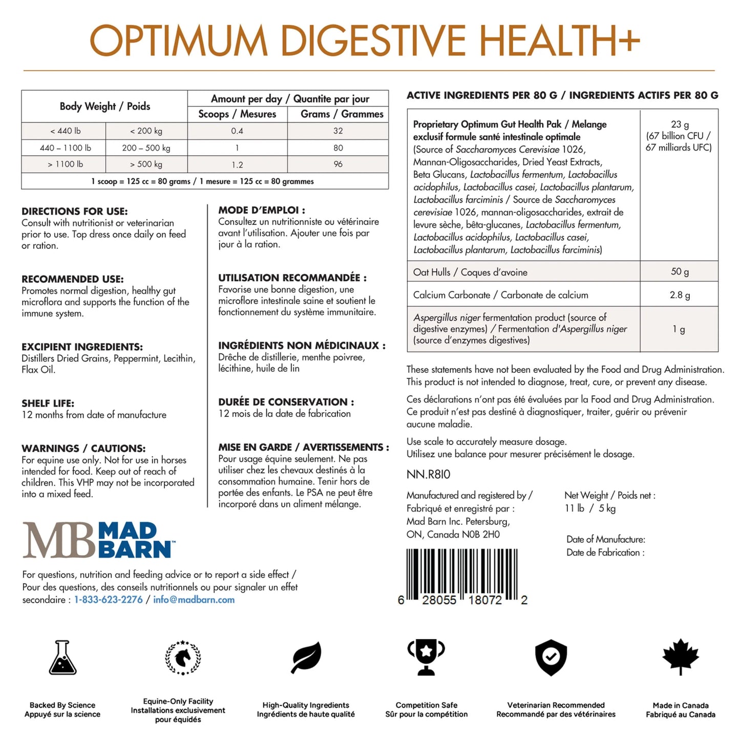 Mad Barn Optimum Digestive Health Pellets -5kg (62 servings)