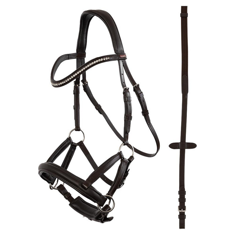 BR Premiere Bitless Bridle Roubaix Brown Full with Reins