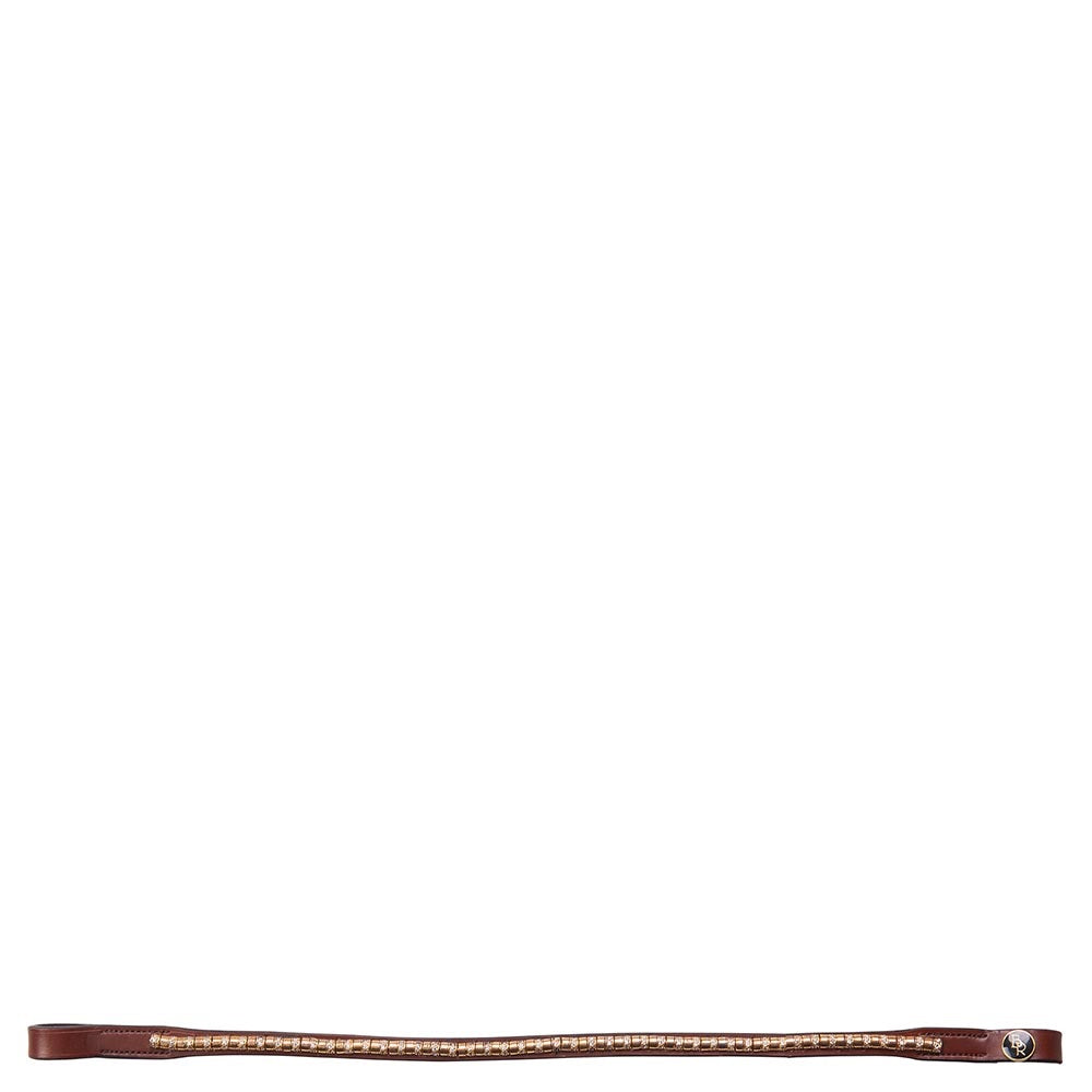 BR Clearance - BR Browband Atlas curved - glassed crystals & studs Tobacco/Gold Full