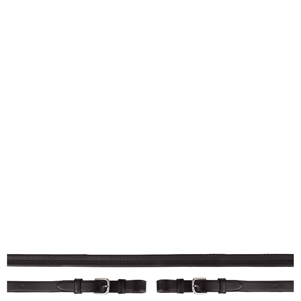 BR Clearance - BR Reins Eventa Rubber 16mm Pro Grip Round Buckle - Black/Silver Full REG $68.00