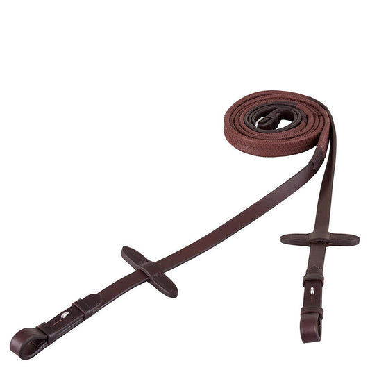 BR Reins Eventa Rubber 16mm Pro Grip Round Buckle Brown/Silver Full