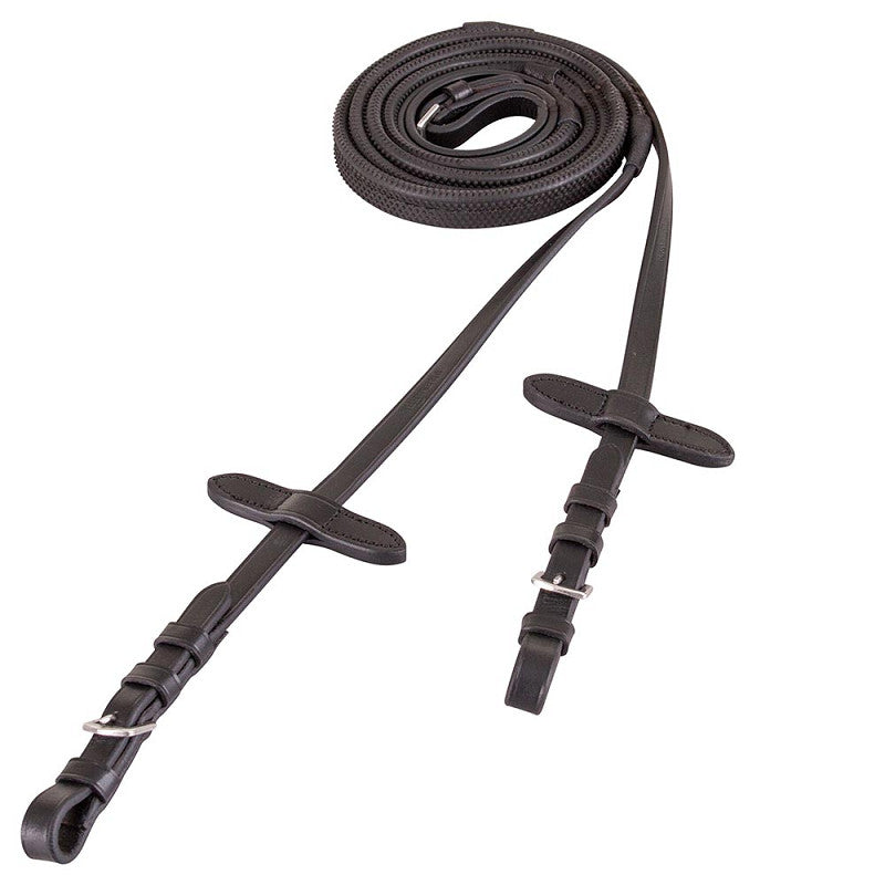 BR Premiere Rubber Reins - 13mm wide - Black - Pony