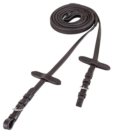 BR Premiere Rubber Reins - 13mm wide - Black - Pony