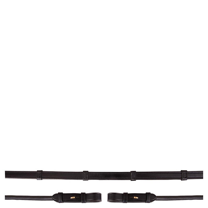 BR Clearance - BR Leather Grip Reins - Black with Gold Fittings - Full Reg $100.00