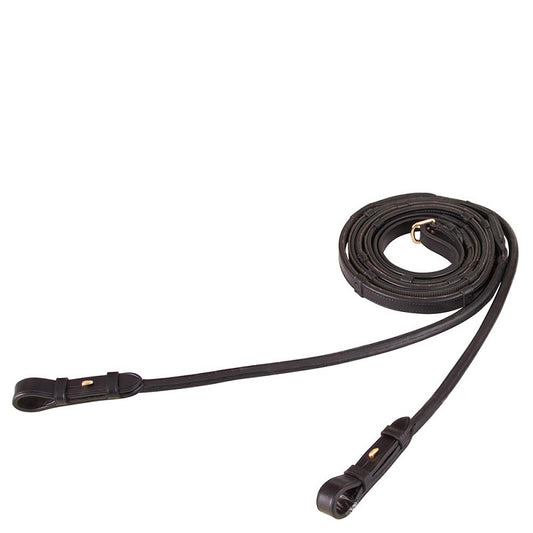 BR Clearance - BR Leather Grip Reins - Black with Gold Fittings - Full Reg $100.00