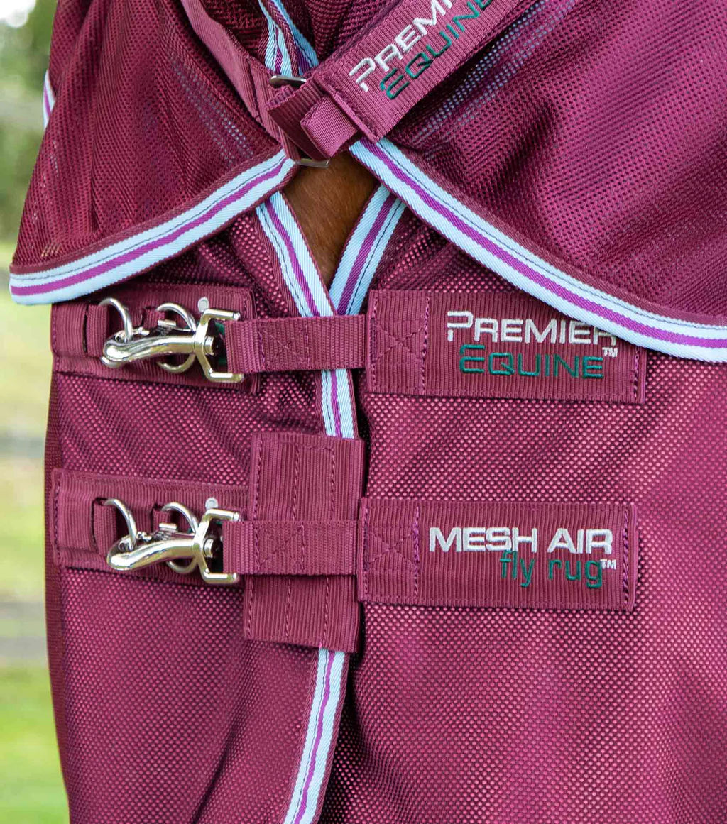 Premier Equine UK Combo Mesh Air Fly Rug with Surcingles - Wine